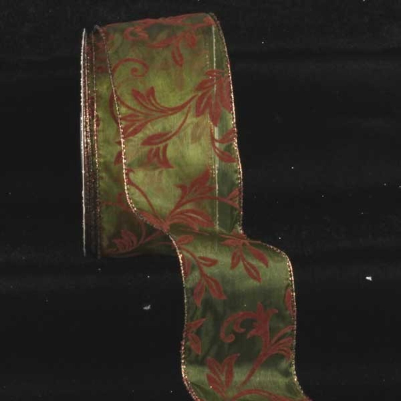 The Ribbon People Green and Brown Leafy Vine Printed Wired Craft Ribbon 2.5" x 20 Yards